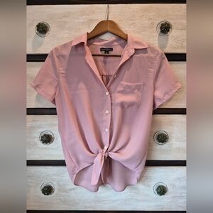 J. Crew Mercantile Pink Button-Down Shirt with Front Tie